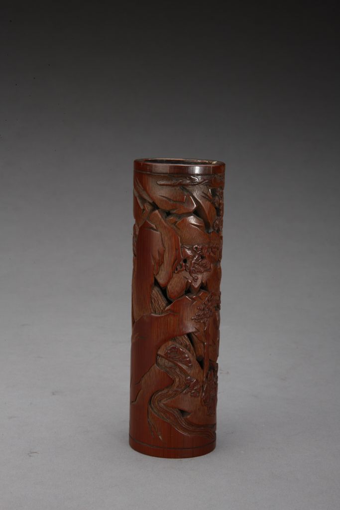 图片[4]-Bamboo carving orchid pavilion picture incense tube-China Archive